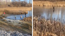Компанию детей заметили на озере в Первомайском районе — они бегали по льду