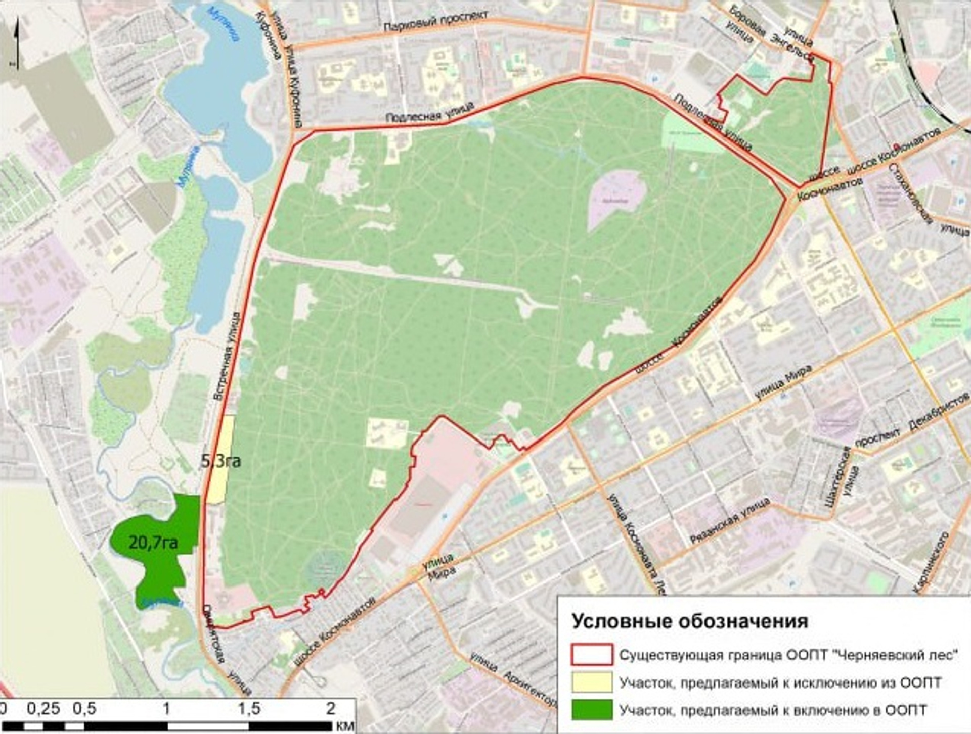 Проект изменения границ. Черняевский лес Пермь. ООПТ С участка Черняевского леса..