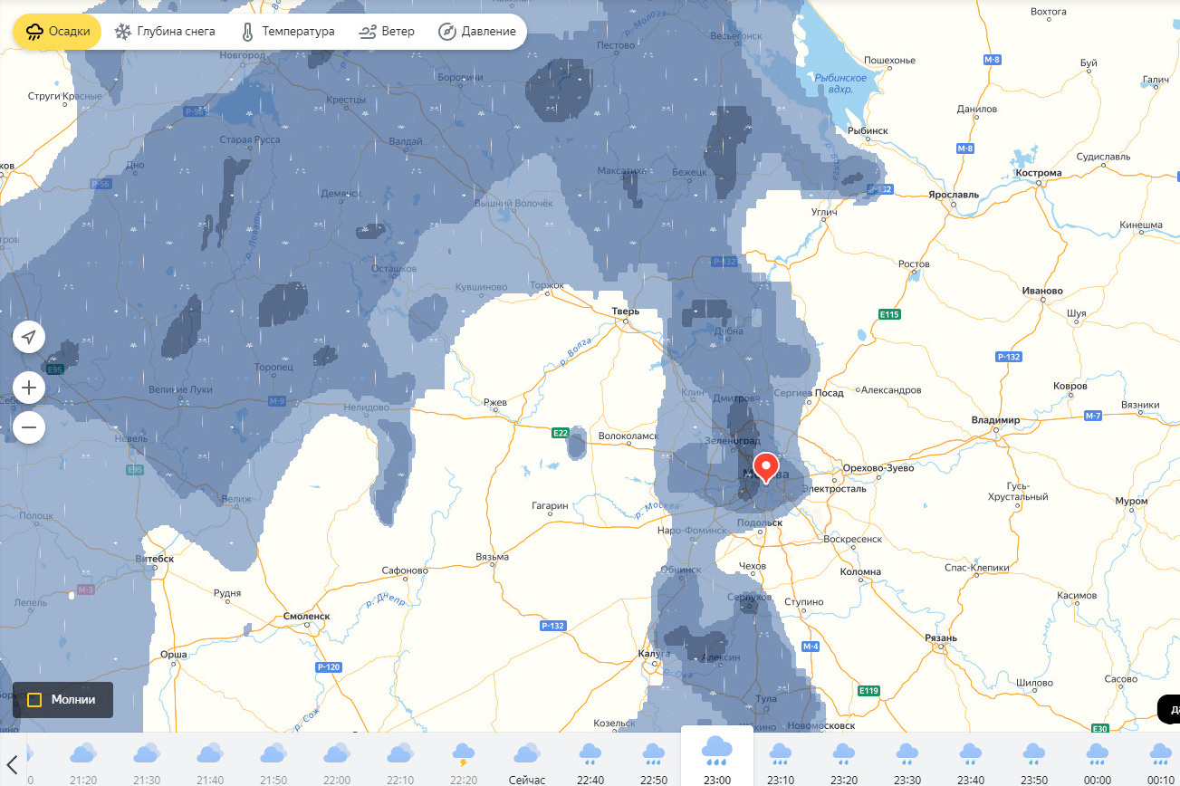 Погода домодедово карта осадков