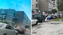 Hyundai Solaris влетел на отбойник на проспекте Димитрова — видео с места аварии