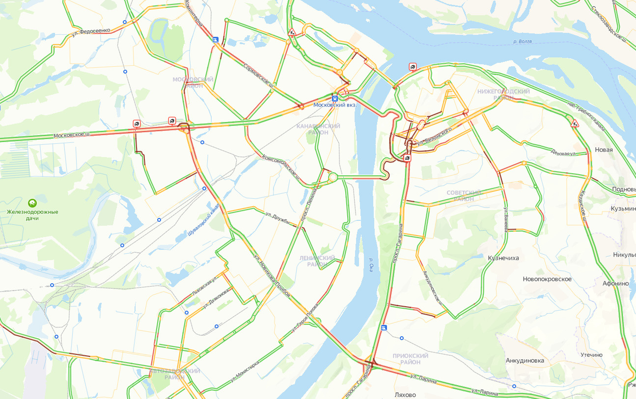 Карта нижнего новгорода пробки на дорогах онлайн