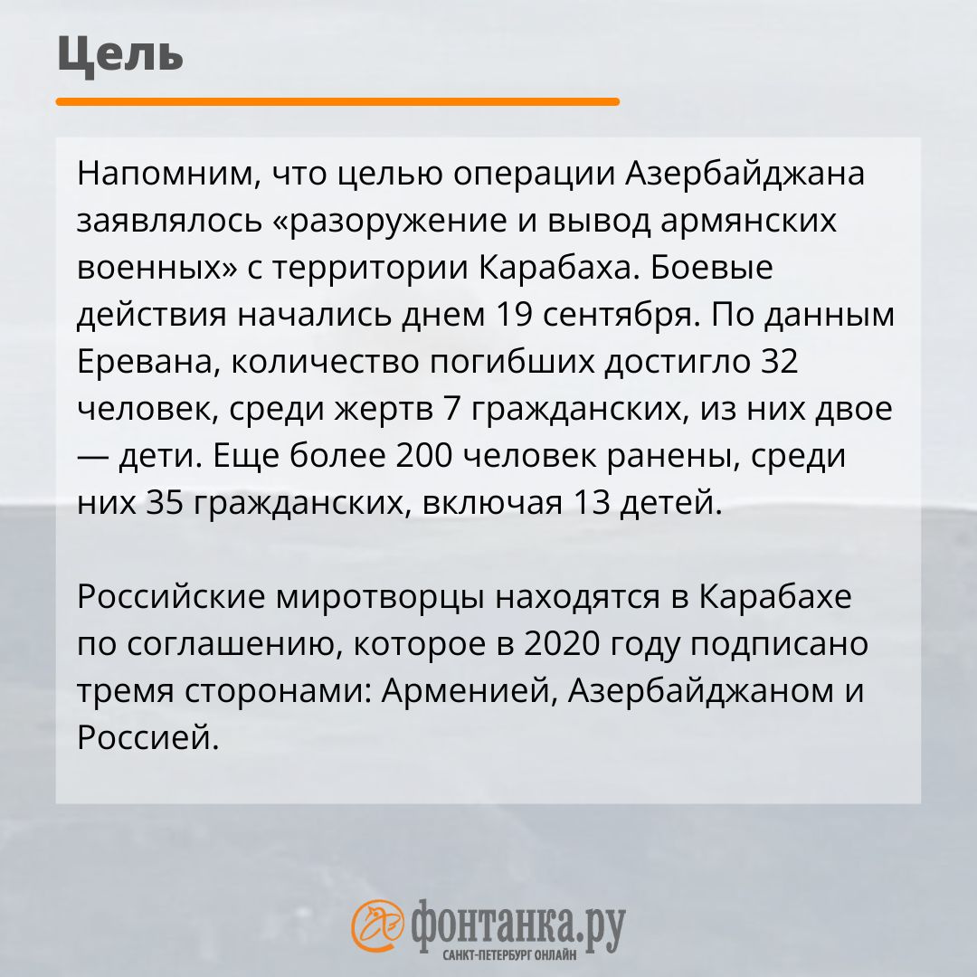 Чем закончилась операция Азербайджана в Карабахе, договоренности, вывод  войск - 20 сентября 2023 - ФОНТАНКА.ру