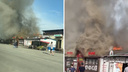 Кафе вспыхнуло рядом с Пашинским переездом в Новосибирске — видео с места пожара