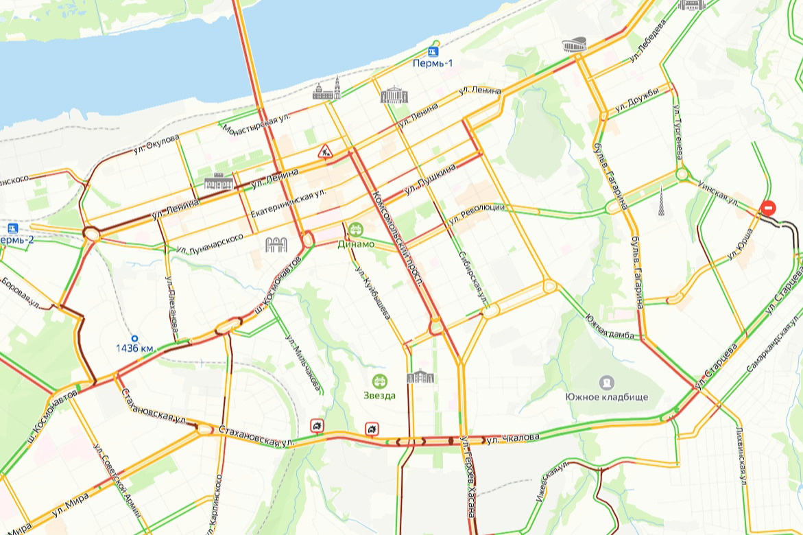 Пробки пермь онлайн сейчас карта