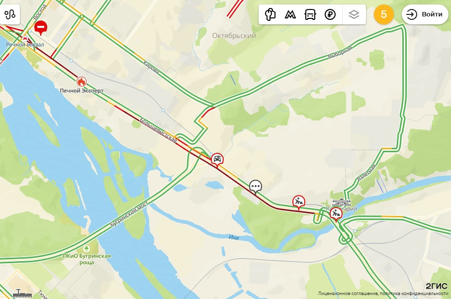 Карта новосибирска 2гис пробки