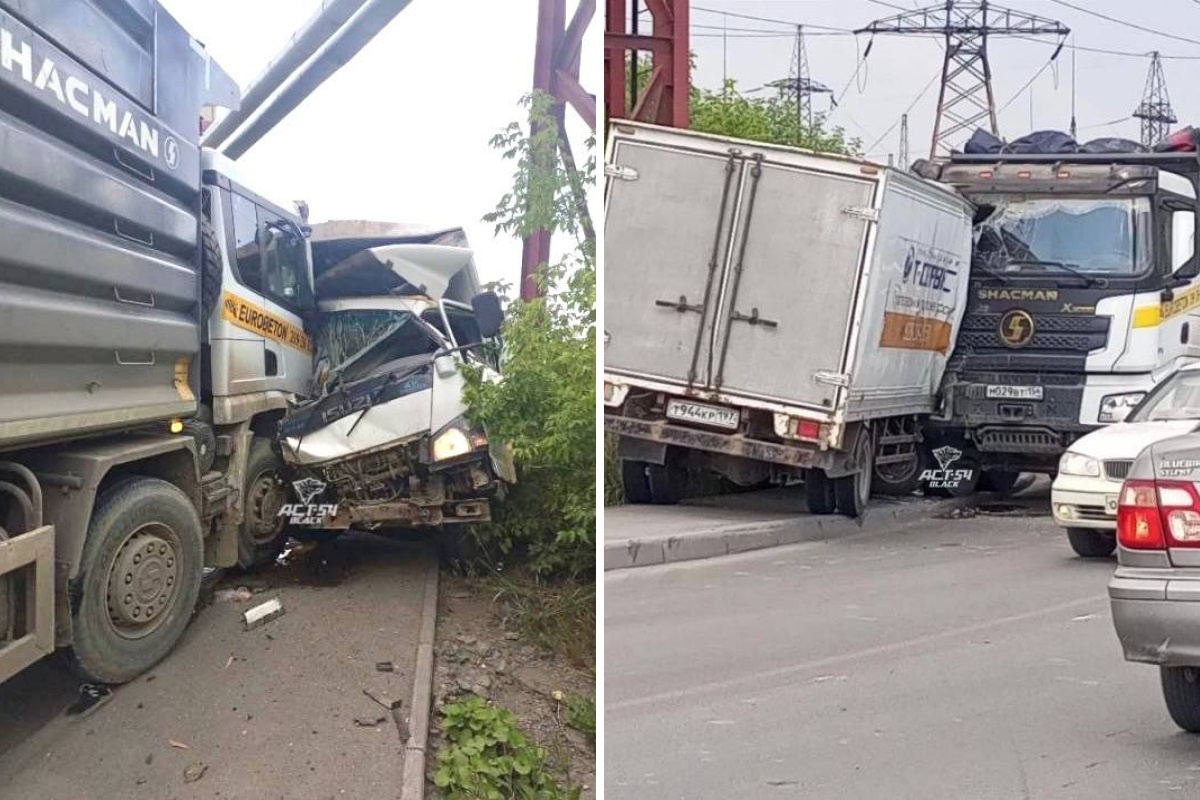 Два грузовика столкнулись лоб в лоб на левом берегу Новосибирска