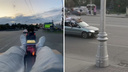 Новосибирец запустил фейерверк во время поездки на крыше машины — видео