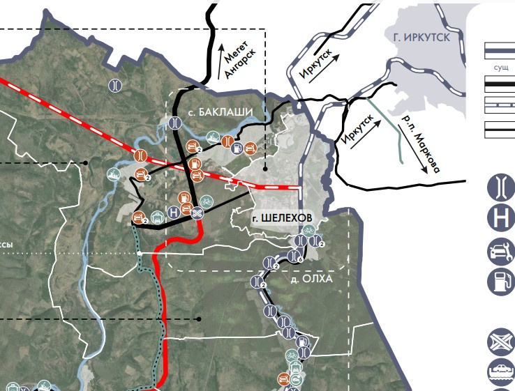 Карта дорог Шелеховского района в концепции развития муниципалитета. Здесь тоже Южный обход не обозначен