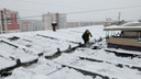 В Миассе 76-летняя бабушка взялась за лопату, чтобы очистить крышу девятиэтажки от снега (удивительное видео)
