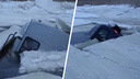 Три машины провалились под лед в Северодвинске: видео с места происшествия