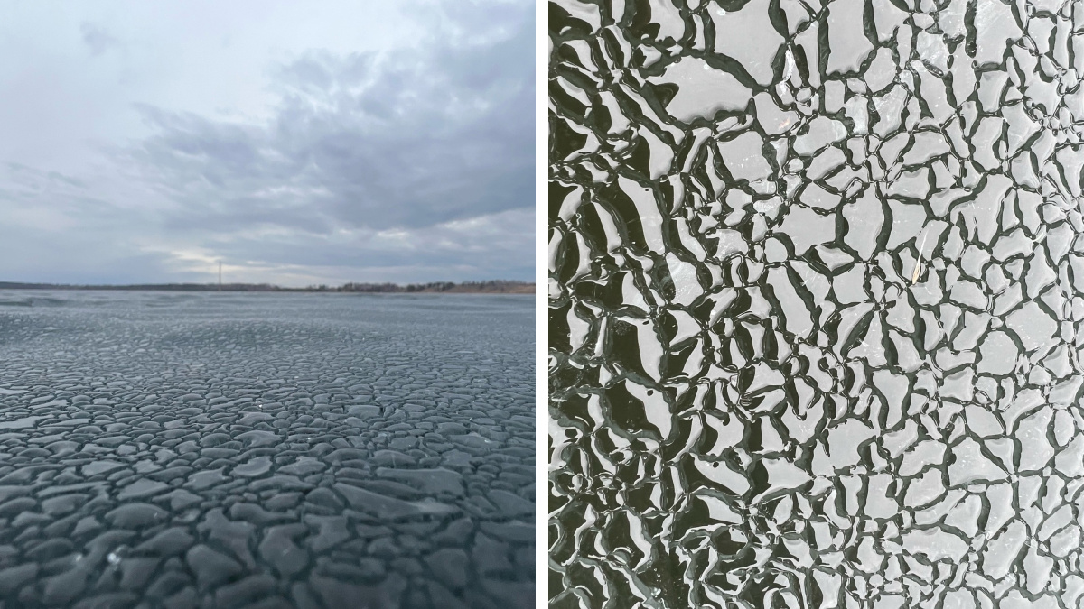 «Чудеса природы»: на озере в Красноярском крае заметили «кожаный» лед