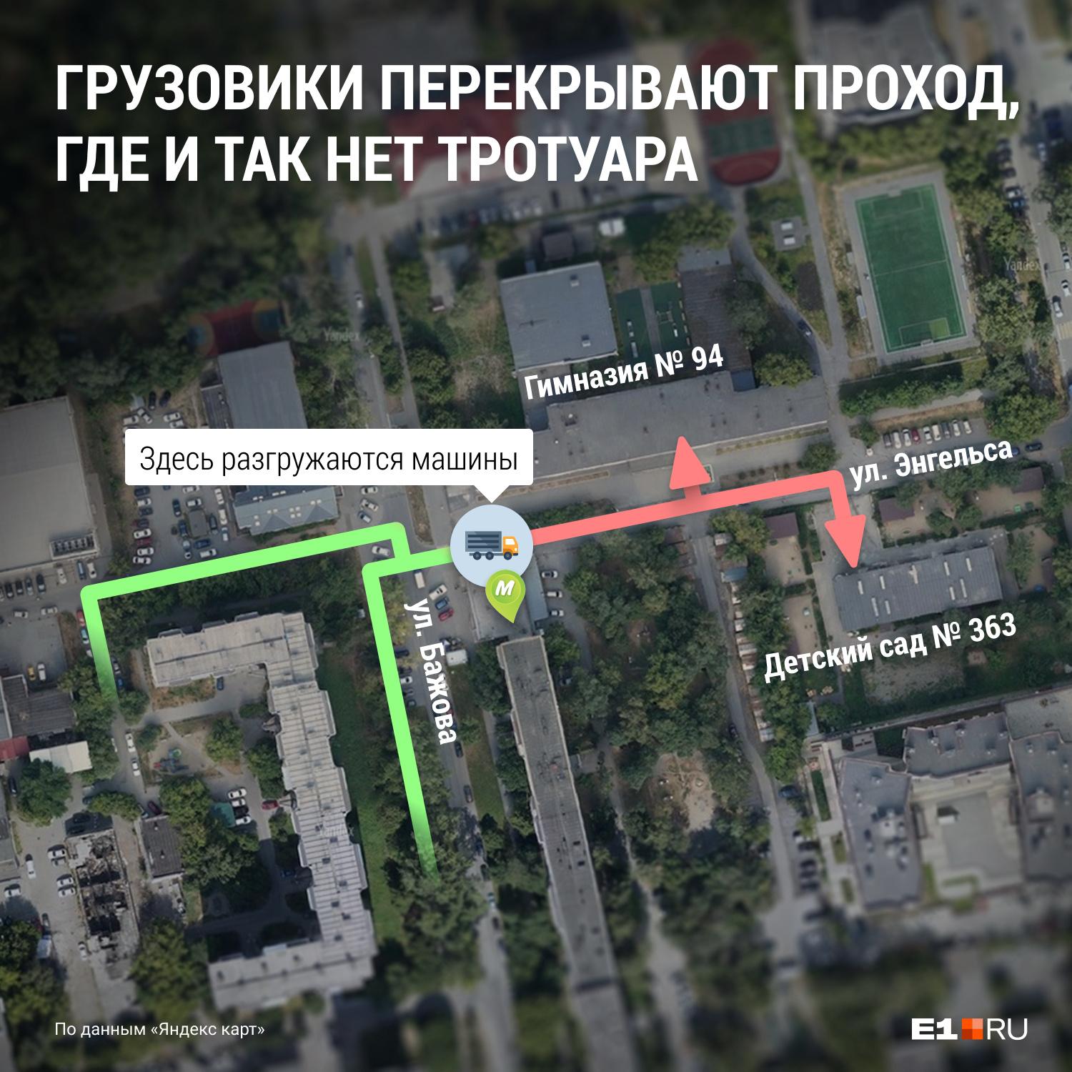 «Это стыдоба». В Екатеринбурге грузовики заставили учеников ходить в гимназию по проезжей части