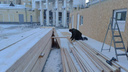 «Готовимся к Новому году»: в центре Новосибирска устанавливают площадку для катка — смотрим фото