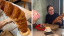 Гигантский круассан испекли в модной новосибирской кофейне — смотрим на великана