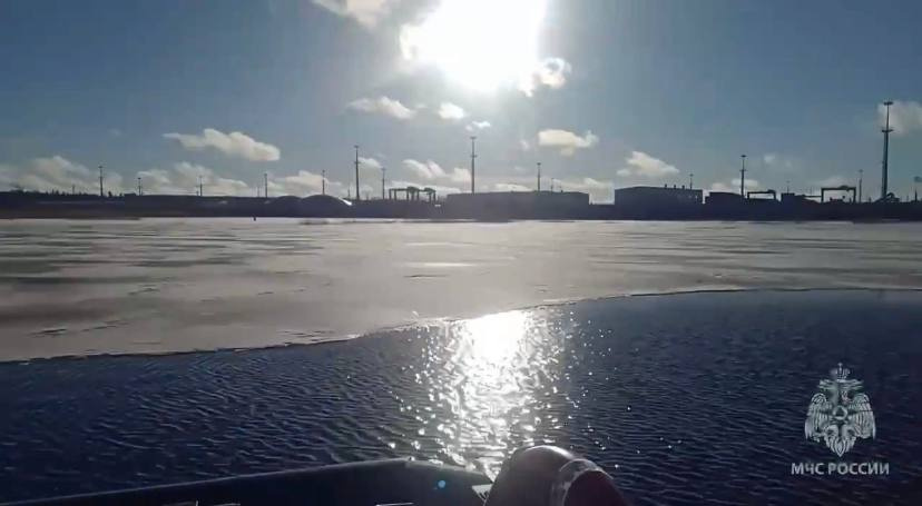 Я на солнышке сижу. Со льда Финского залива в районе порта Бронка сняли 13 недовольных рыбаков