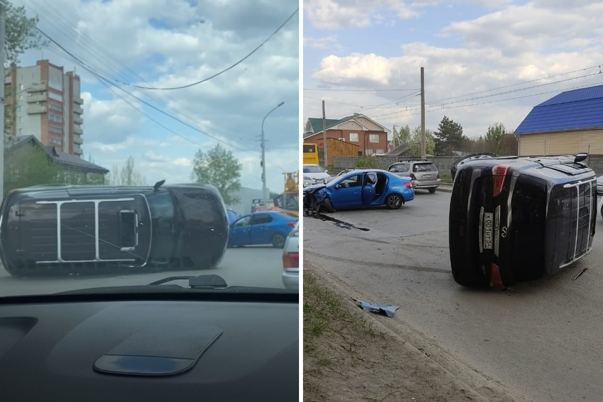 Автомобиль Infiniti перевернулся в Новосибирске: на видео попали последствия ДТП