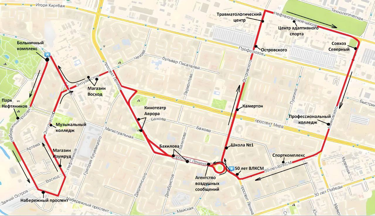 Схема движения 29 маршрута томск