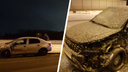 Сбила фонарь, выехала на встречку: на Московском шоссе столкнулись Renault и Hyundai