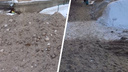 «Сбой в работе»: в мэрии объяснили, почему в Новосибирске пешеходную дорогу засыпали грязью