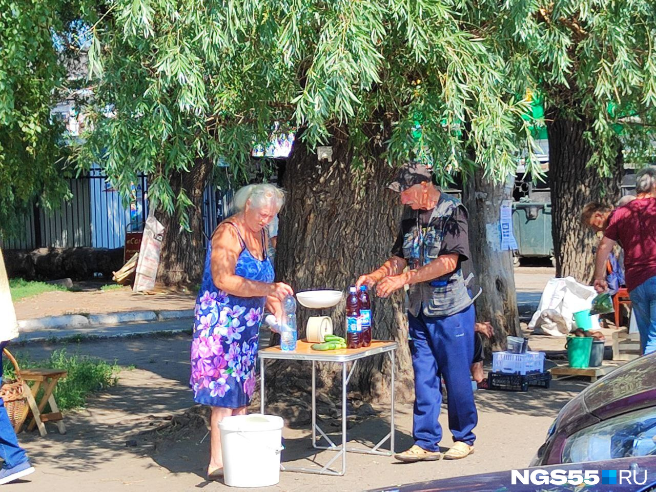 Пенсионеры работают вдвоем и на даче, и на рынке
