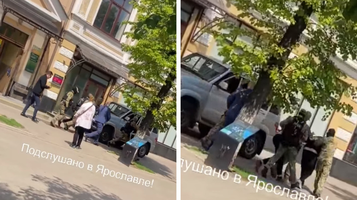 Руки за спину, головой вниз: силовики задержали двух человек на центральной улице Ярославля