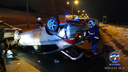 Honda перевернулась после столкновения с «буханкой» в Новосибирске — три человека пострадали