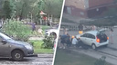 Во дворе в Тольятти машина сбила девочку: видео момента