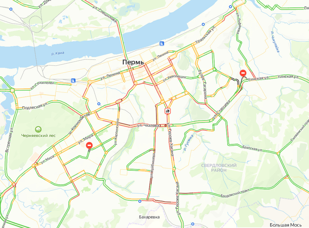 Карта пробок в перми сейчас