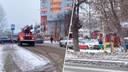 Очевидцы сняли, как пожарные машины съезжались к высотке у «МТЛ Арены»
