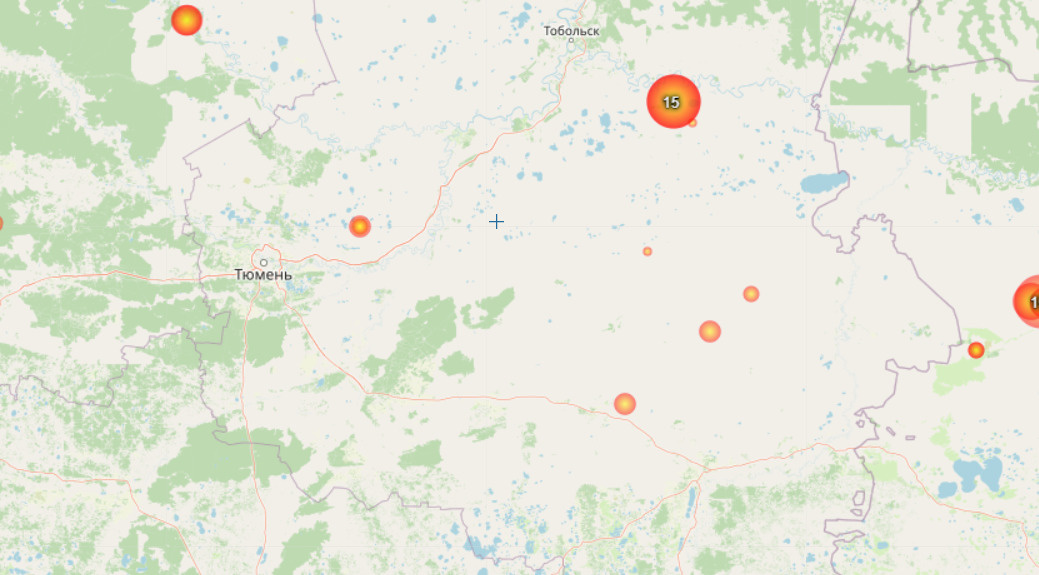 Карта очагов пожара в тюмени