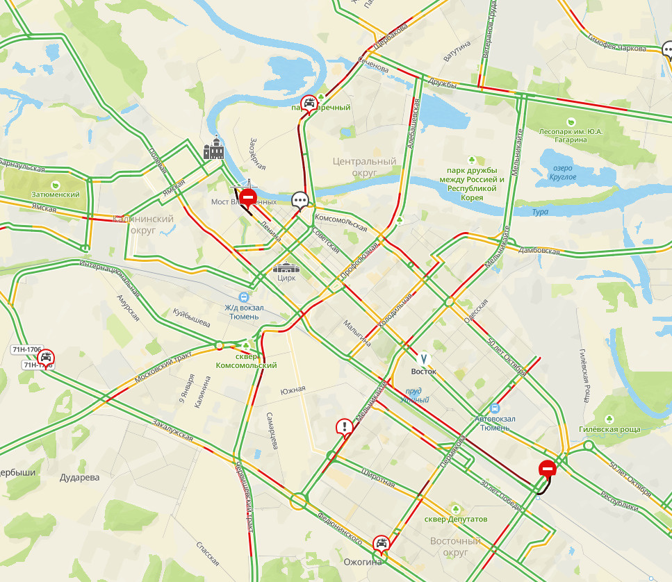 Карта тюмени пробки