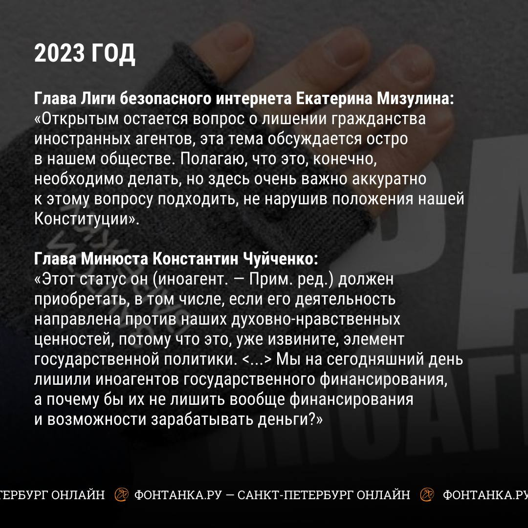 От свободы слова до «хватит миндальничать». Как в России ужесточали закон  об иноагентах | 17.05.2023 | Санкт-Петербург - БезФормата