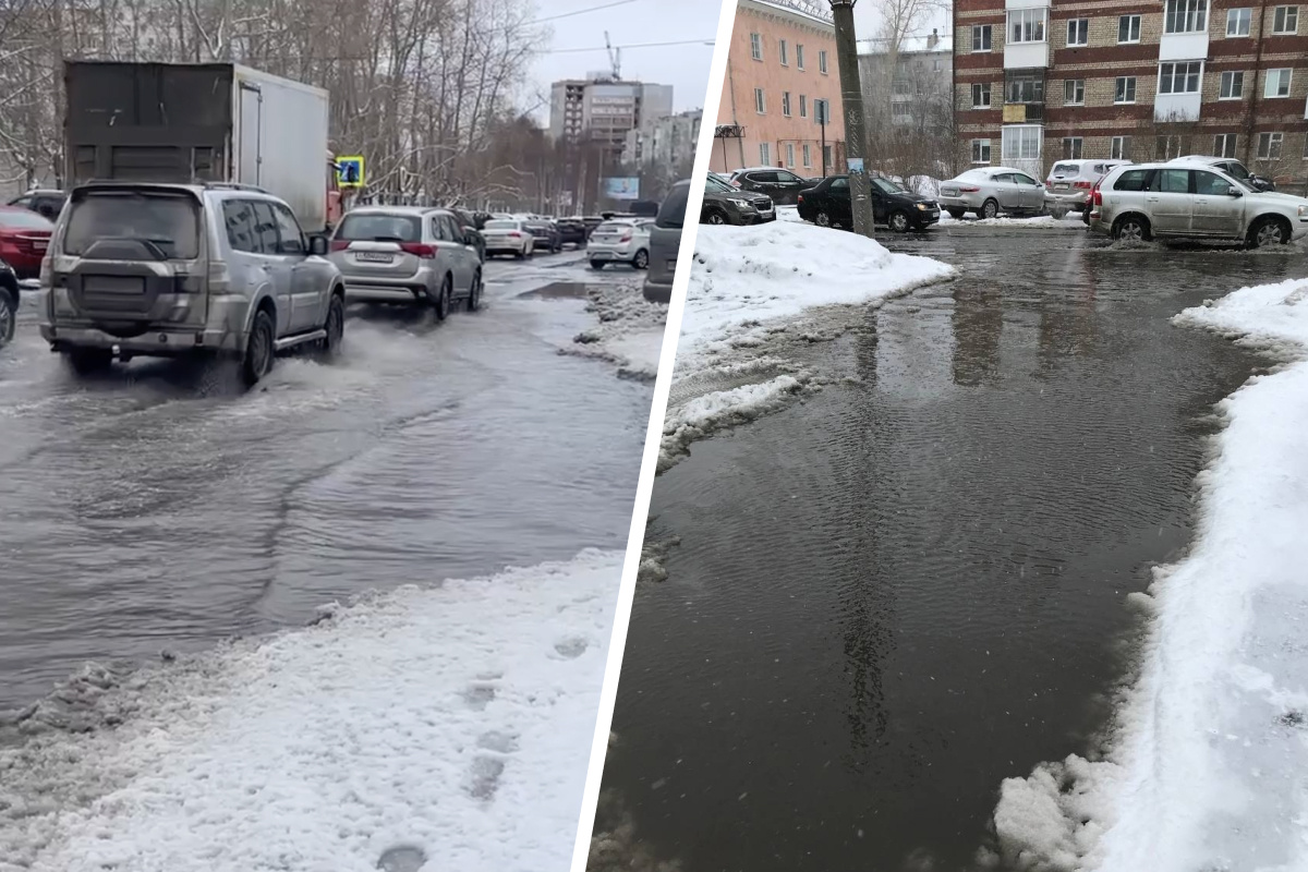 Помывка колес перед выборами»: смотрите, как в Архангельске затопило  проспект Ломоносова | 07.03.2024 | Архангельск - БезФормата