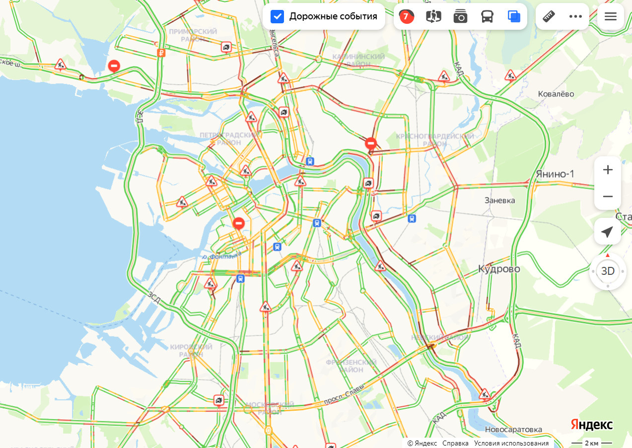 Карта пробок спб по времени