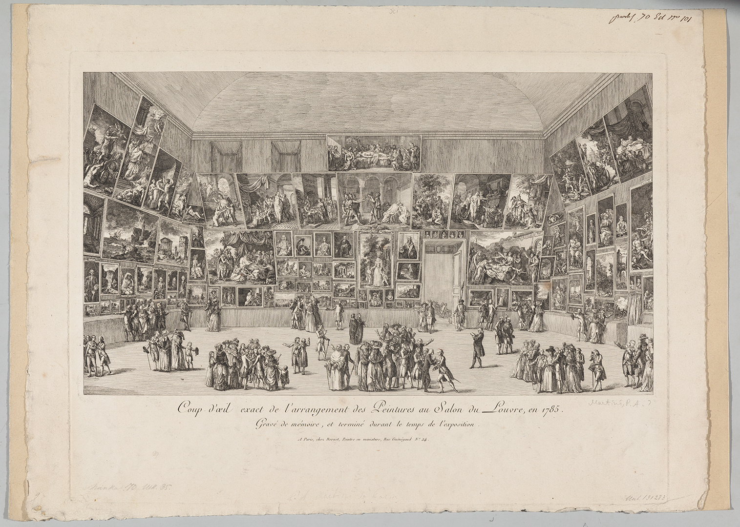 Пьетро Антонио Мартини<br />Точное воспроизведение развески живописных полотен на Салоне в Лувре в 1785 году<br />Бумага, гравюра резцом