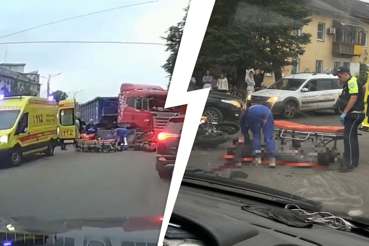 Тело накрыли белой тканью: в Ярославле мотоциклист влетел в фуру |  29.08.2023 | Ярославль - БезФормата