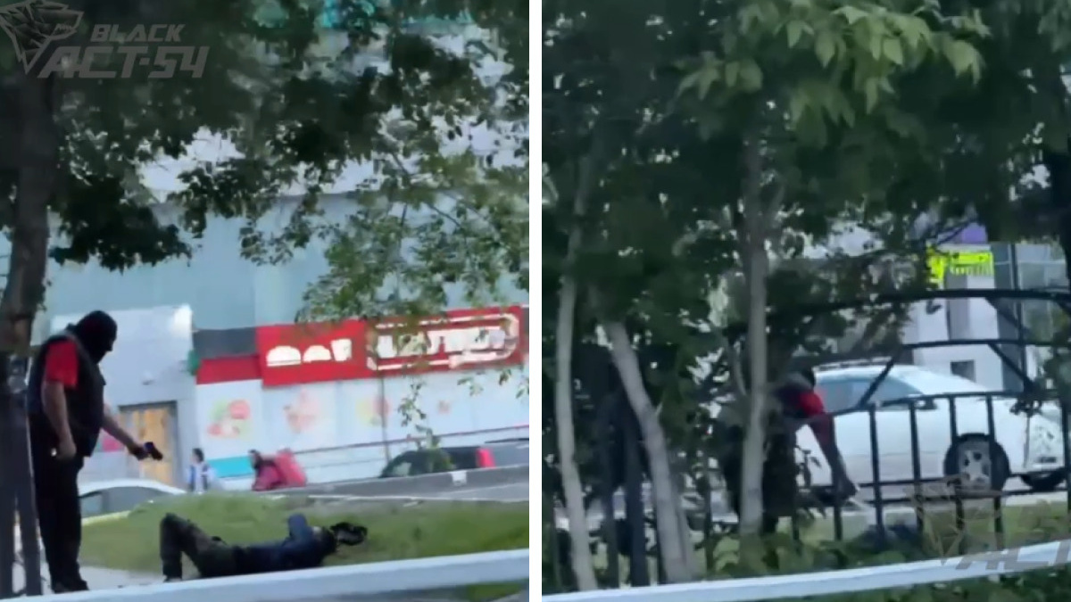 «Спокойствие проходящих поражает»: в Новосибирске мужчина угрожал пистолетом лежащему человеку — видео