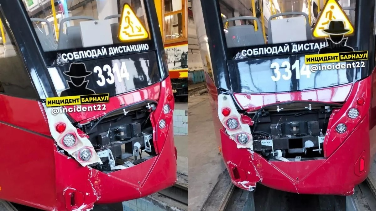 В Барнауле разбили «нос» белорусскому трамваю: в «Горэлектротрансе» заявили, что повреждения несерьезные