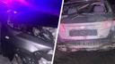Один погиб, другой — травмирован: два автомобиля столкнулись на новосибирской дороге — кадры с места ДТП