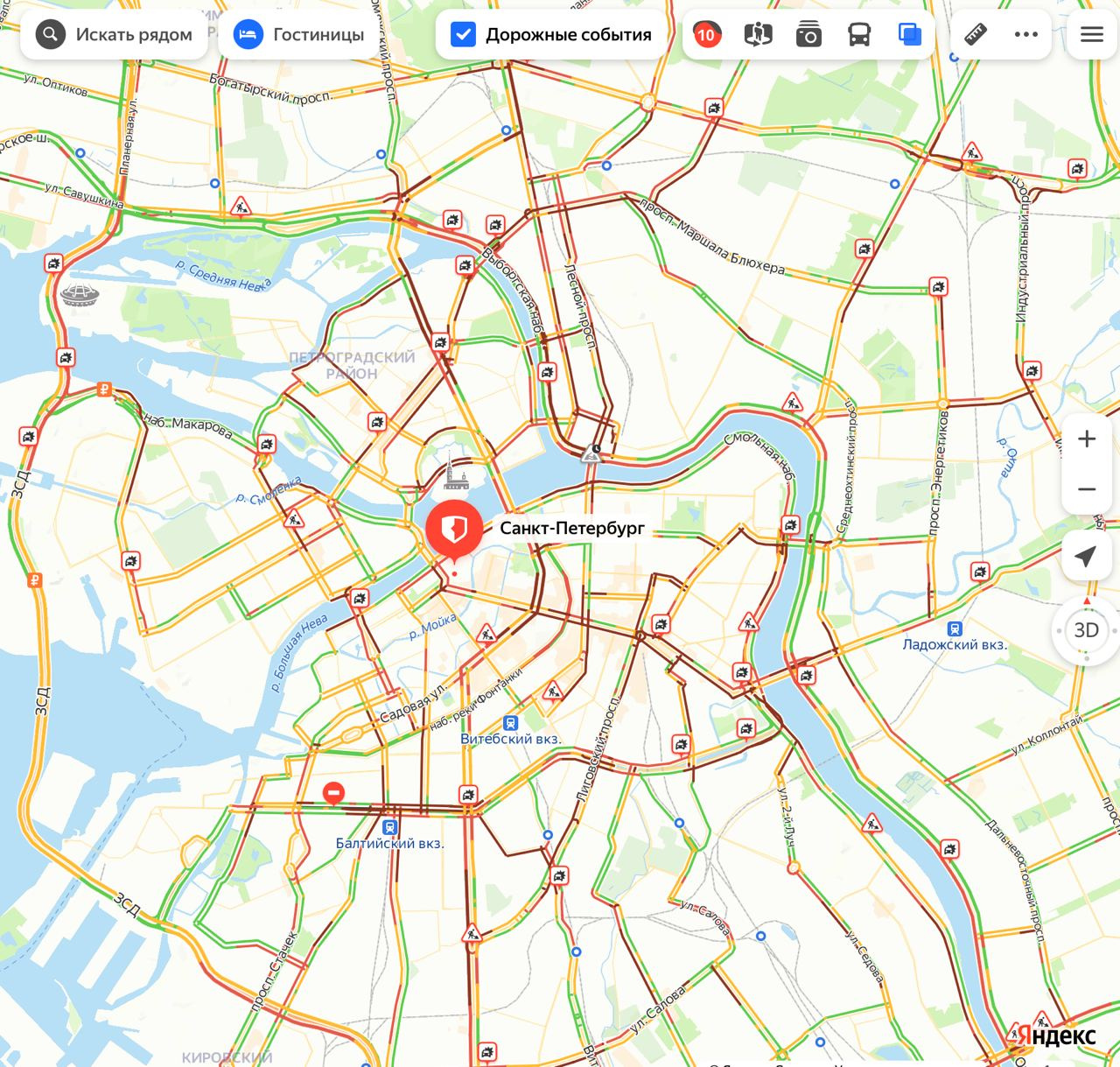 Петербуржцев ждёт долгая дорога домой. Пробки в городе достигли максимума