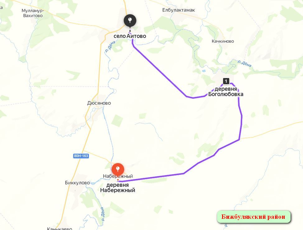 Схема объезда закрытого участка у деревни Набережной