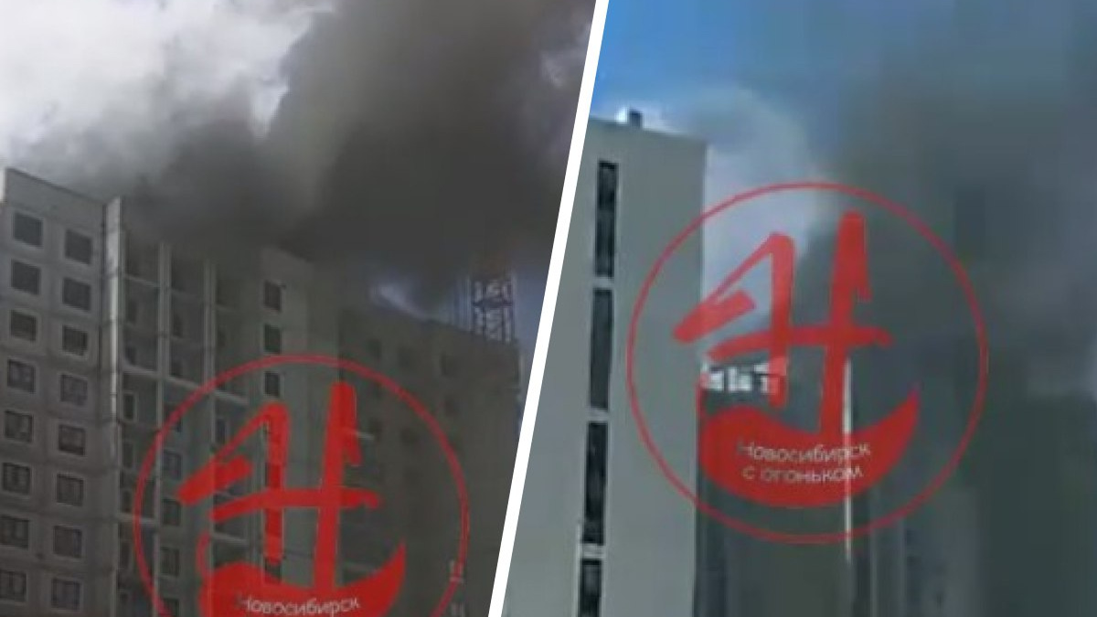 «Загорелся утеплитель»: от крыши на стройке в Оби поднялся столб черного дыма — видео