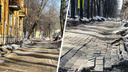 Плитка волнами, вокруг — грязь: в Ярославле недавно отремонтированный тротуар пришел в негодность. Видео
