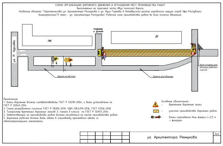 Схема перекрытия и объезда