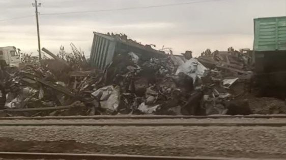 «Был даже кинолог с собакой»: пассажиры сняли на видео последствия крушения грузового поезда под Волгоградом