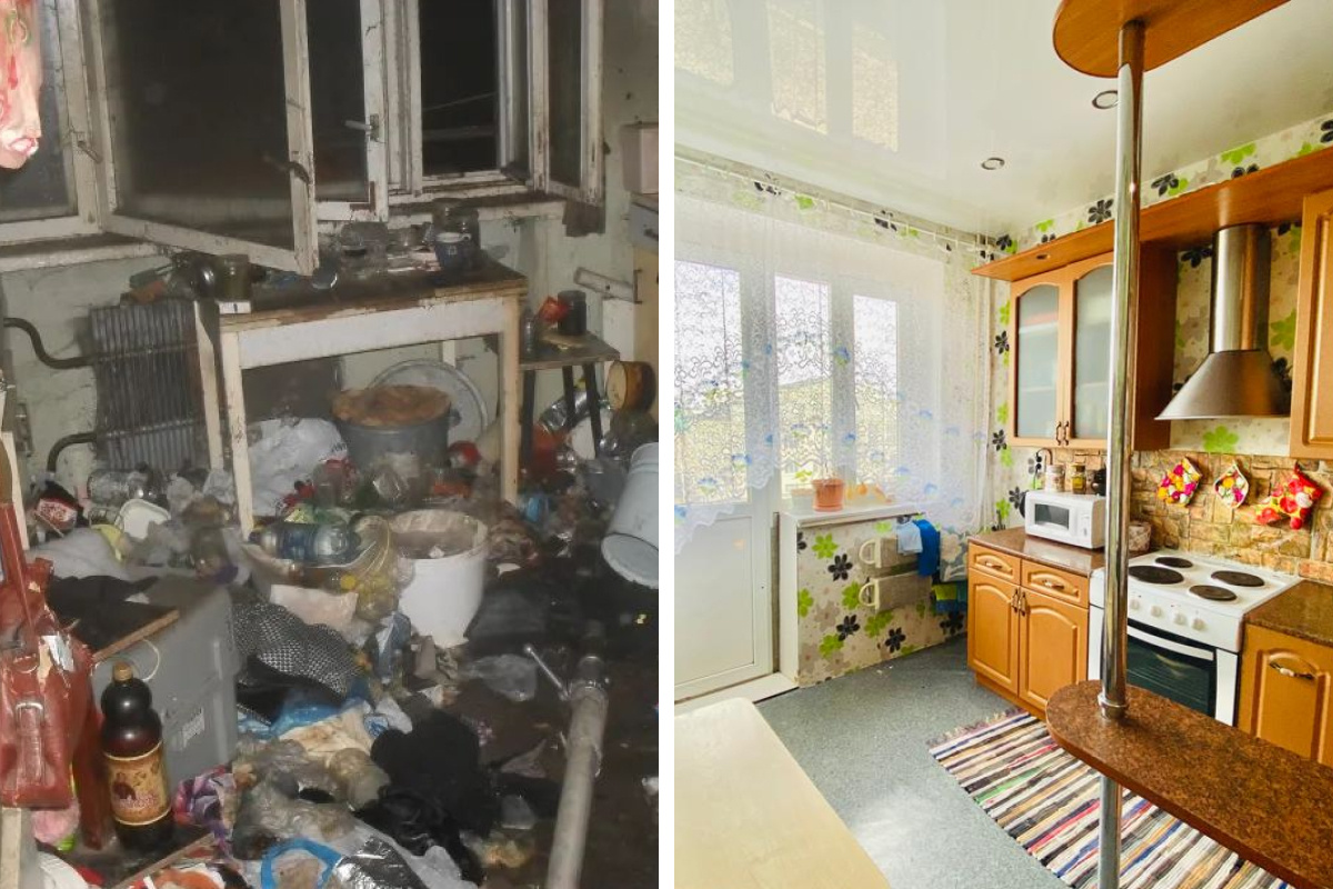 Слева — примерно в таком виде была квартира Натальи при получении, справа — квартира Натальи после ремонта