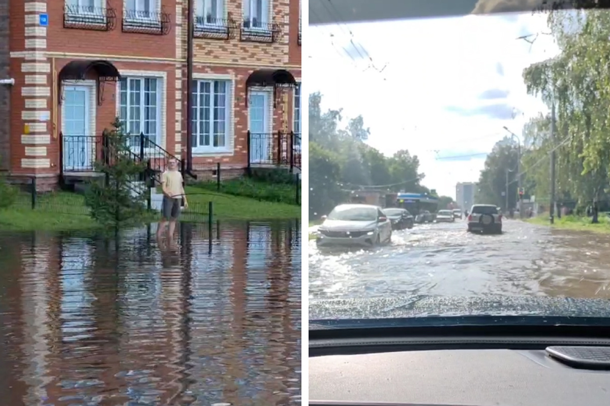 Кто-то достал удочку: Кировский район Новосибирска ушел под воду после мощного ливня — видео потопа