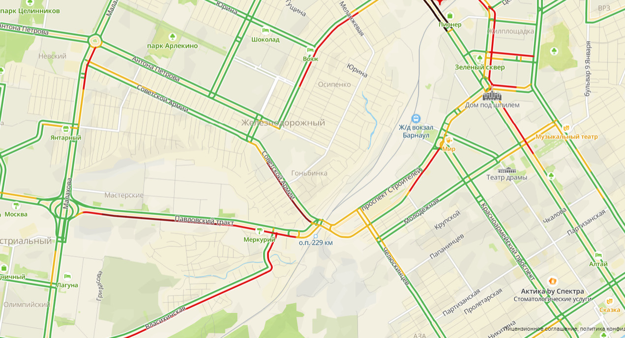 Пробки барнаул онлайн сейчас карта со спутника в реальном