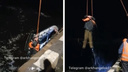 Достали краном на тросе! В порту Архангельска сняли видео, как спасали из воды рыбака