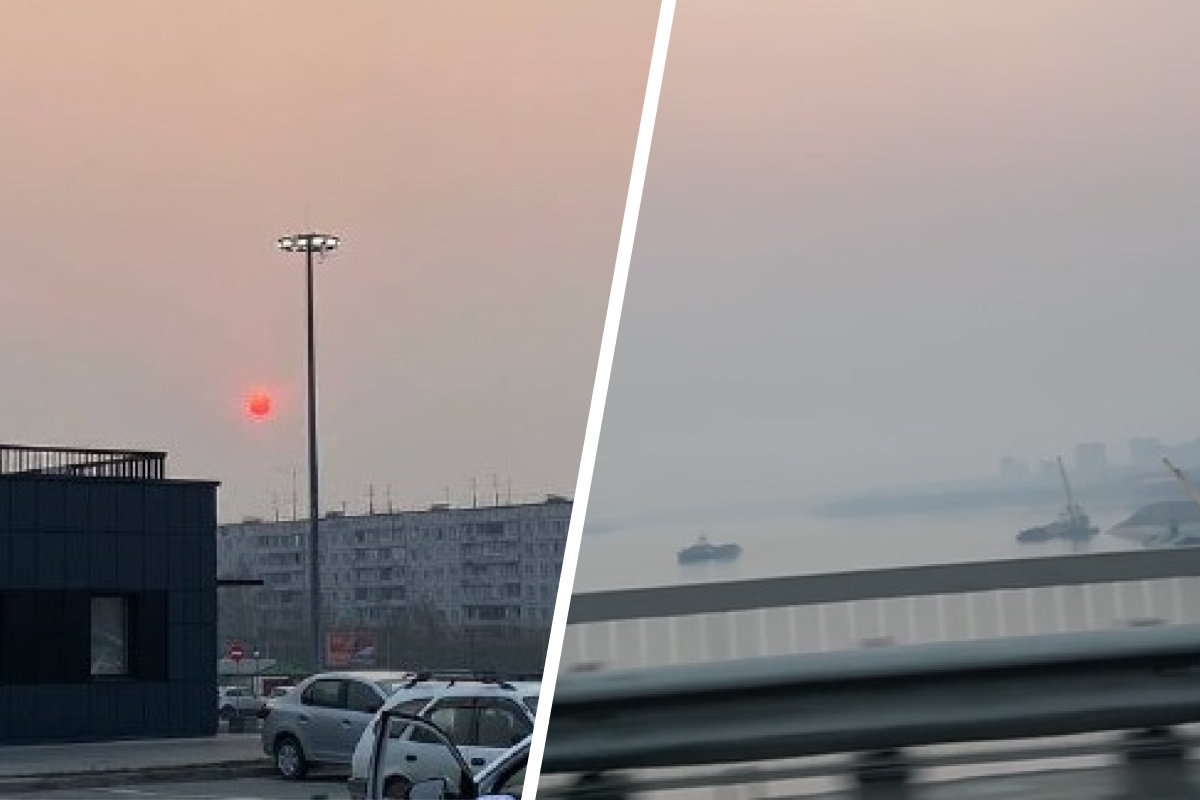 Кровавое солнце и жуткая гарь. Новосибирск накрыл смог от лесных пожаров — видео и фото